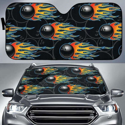 Bowling Balls Flame Pattern Car Auto Sun Shades
