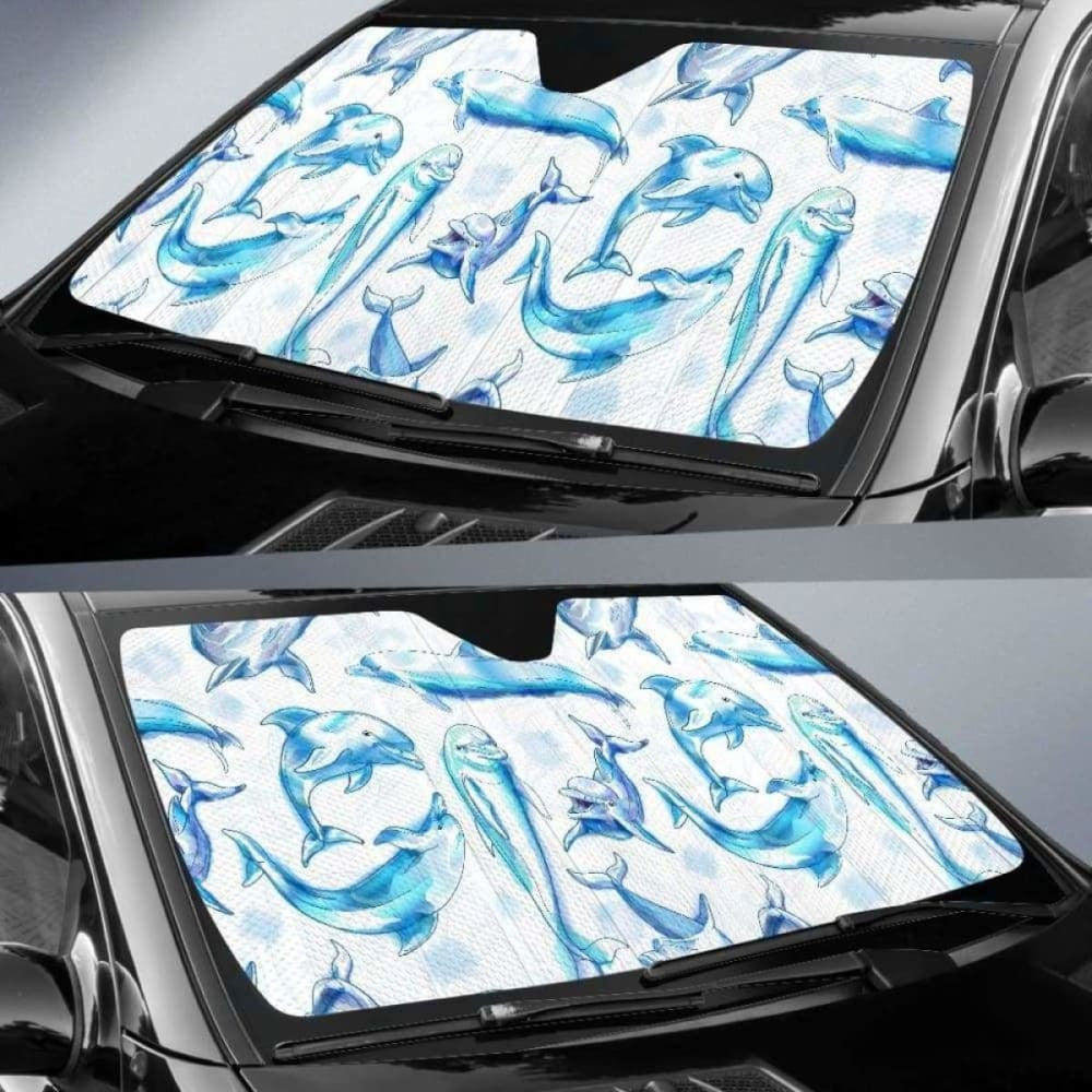 Watercolor Dolphin Pattern Car Auto Sun Shades