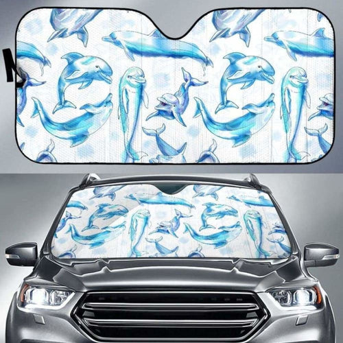 Watercolor Dolphin Pattern Car Auto Sun Shades