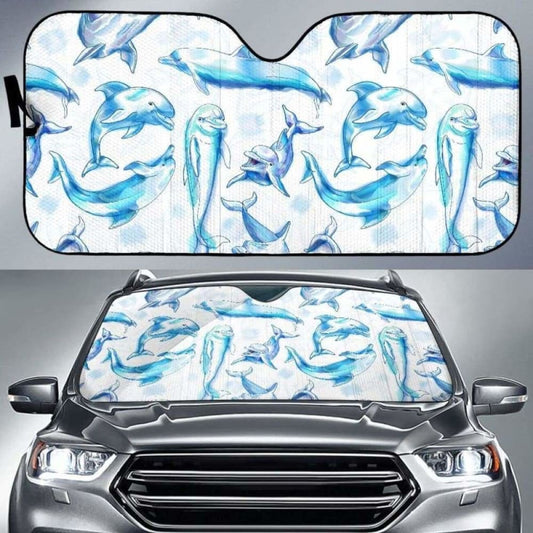 Watercolor Dolphin Pattern Car Auto Sun Shades
