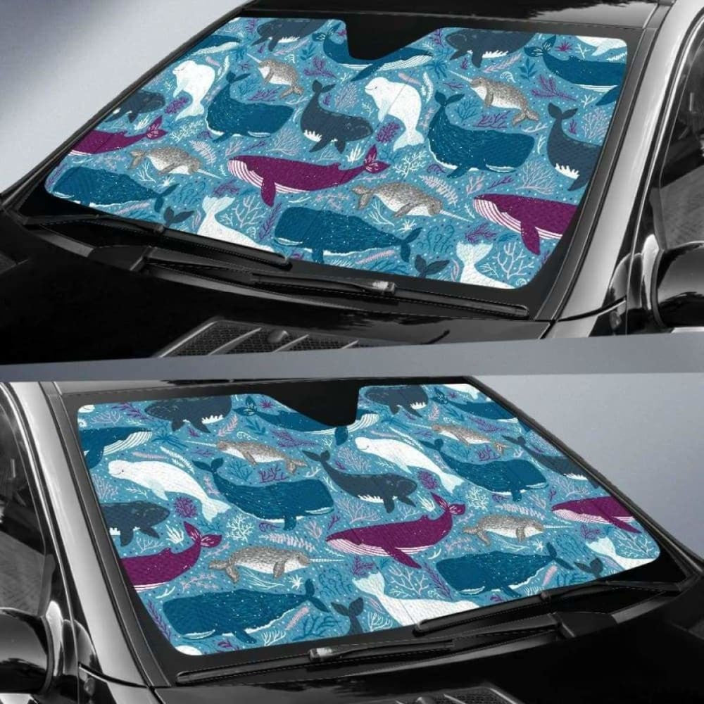Whale Design Pattern Car Auto Sun Shades