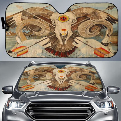 Native American Owl Bison Auto Sun Shade