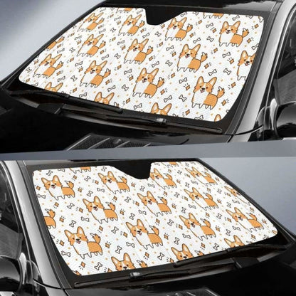 Cute Corgi Heart Star Bone Pattern Car Auto Sun Shades