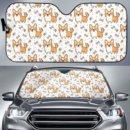 Cute Corgi Heart Star Bone Pattern Car Auto Sun Shades