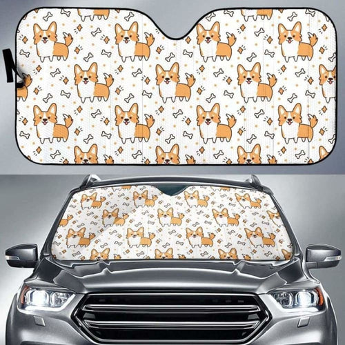 Cute Corgi Heart Star Bone Pattern Car Auto Sun Shades