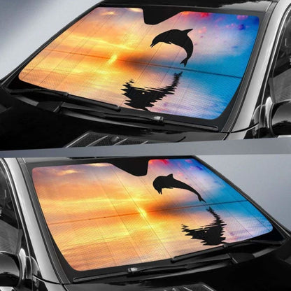 Dolphin Sunset Beautiful OceanK Car Sun Shade