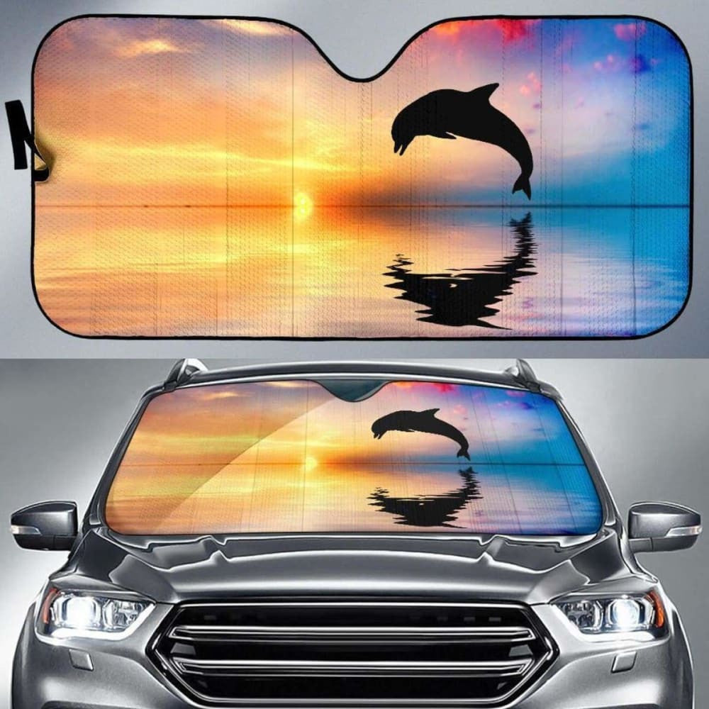 Dolphin Sunset Beautiful OceanK Car Sun Shade