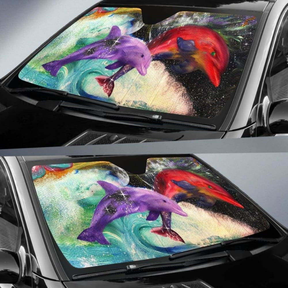 Car Sun Shade With Dolphin Print.