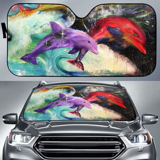 Car Sun Shade With Dolphin Print.