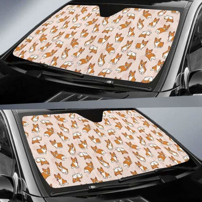 Cute Corgis Pattern Pink Background Car Auto Sun Shades