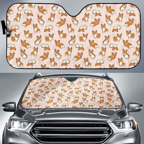 Cute Corgis Pattern Pink Background Car Auto Sun Shades