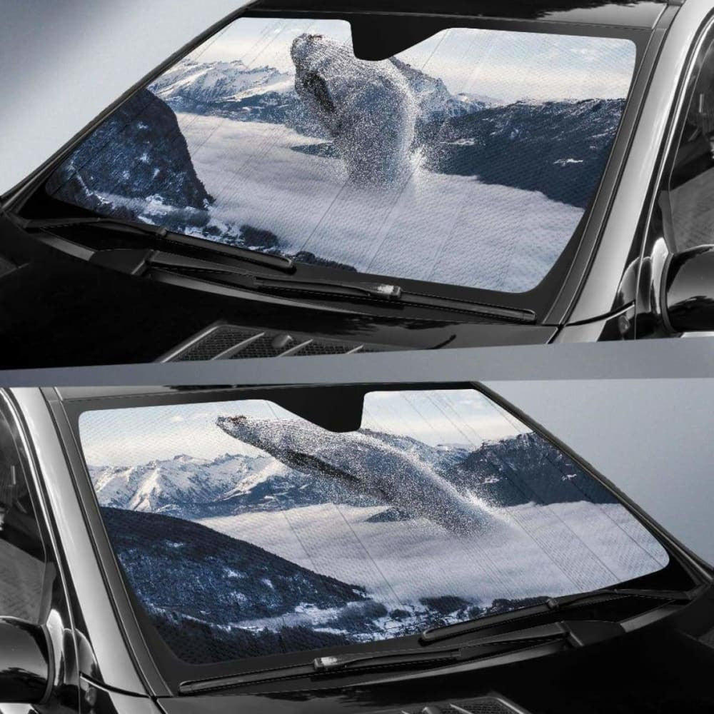 Whale Fog Mountains Winter HdK Car Sun Shade