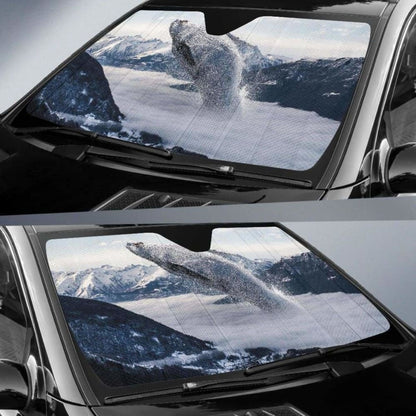 Whale Fog Mountains Winter HdK Car Sun Shade