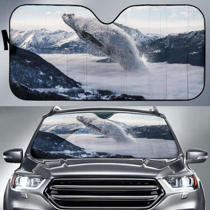 Whale Fog Mountains Winter HdK Car Sun Shade