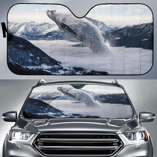 Whale Fog Mountains Winter HdK Car Sun Shade