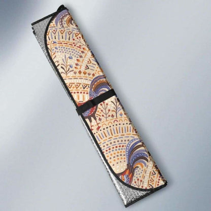 Cute Rooster Chicken Cock Floral Ornament Background Car Auto Sun Shades