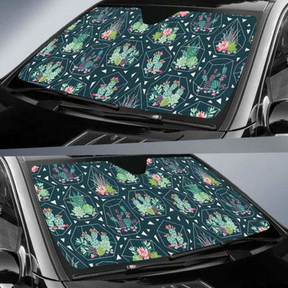 Cactus Glass Terrarium Pattern Car Auto Sun Shades
