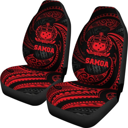 Samoa Polynesian Car Seat Covers - Red Tribal Wave -