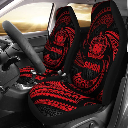 Samoa Polynesian Car Seat Covers - Red Tribal Wave -
