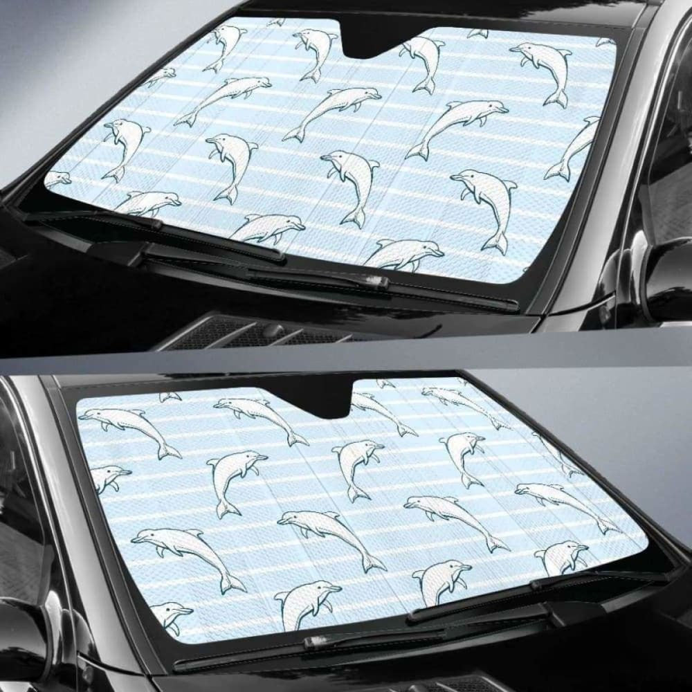 Dolphin Blue Striped Background Car Auto Sun Shades