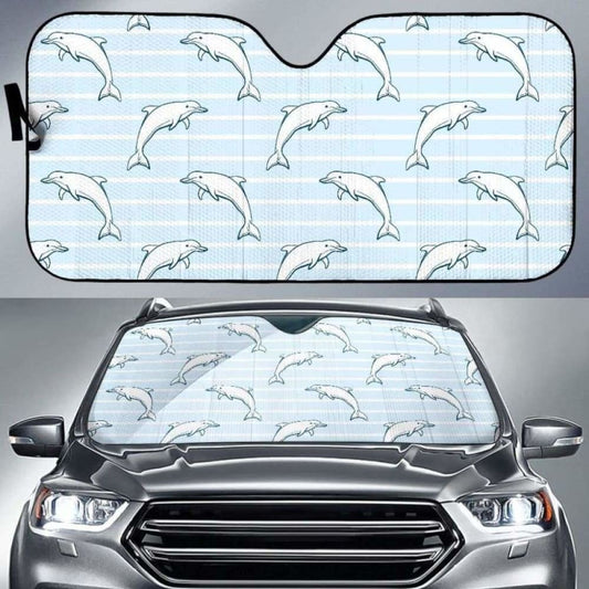 Dolphin Blue Striped Background Car Auto Sun Shades