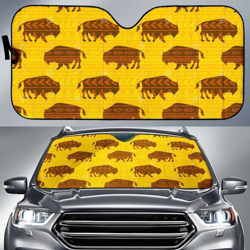 Yellow Bison Pattern Native American Auto Sun Shades