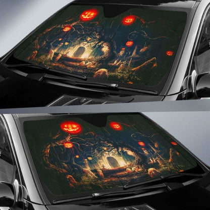 Trees And Castle Halloween Sun Shade Amazing Best Gift Ideas