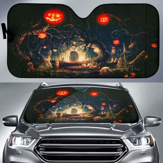 Trees And Castle Halloween Sun Shade Amazing Best Gift Ideas