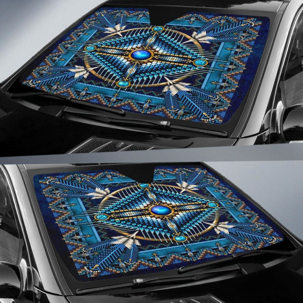 Naumaddic Arts Blue Native American Design Auto Sun Shades No Use