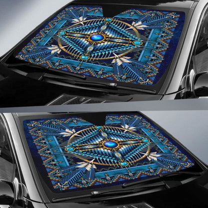 Naumaddic Arts Blue Native American Design Auto Sun Shades No Use