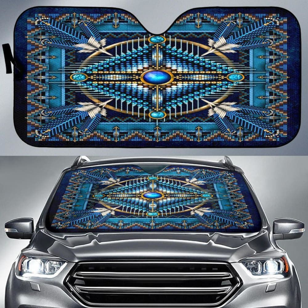 Naumaddic Arts Blue Native American Design Auto Sun Shades No Use