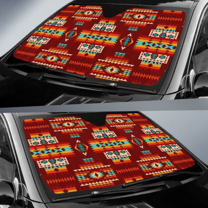 Red Pattern Native Auto Sun Shades