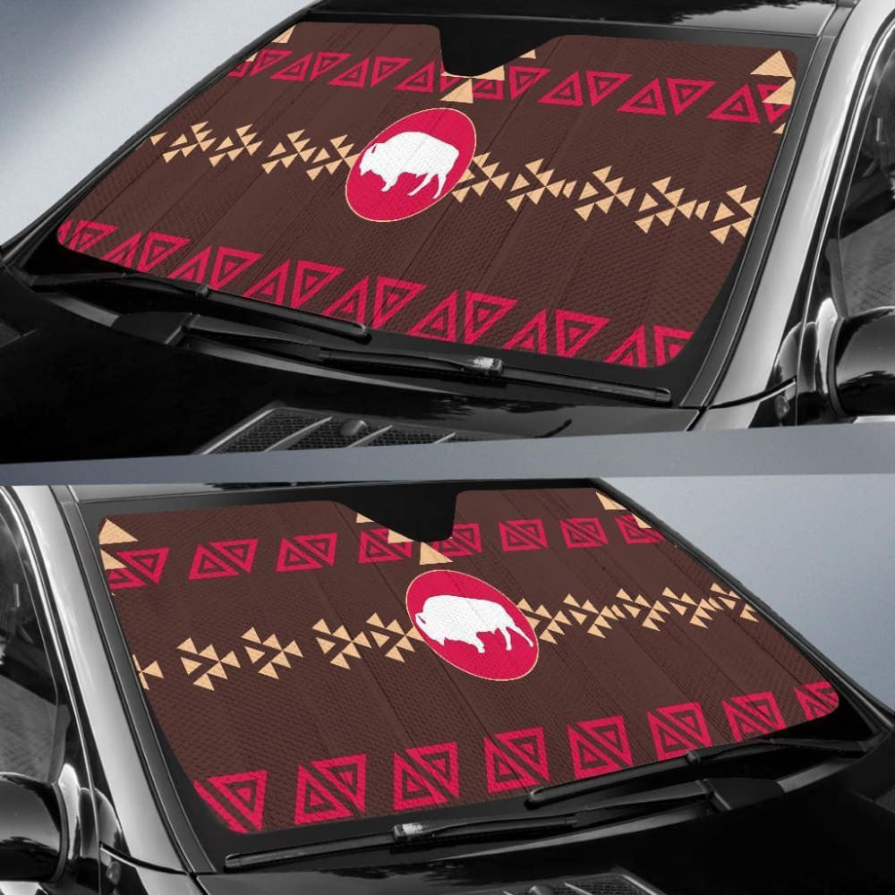 Brown Bison Native American Design Auto Sun Shades