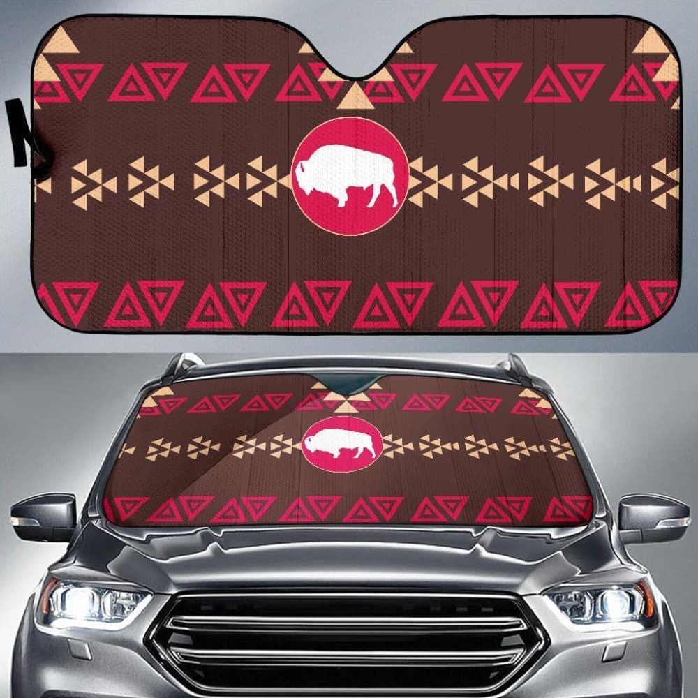 Brown Bison Native American Design Auto Sun Shades