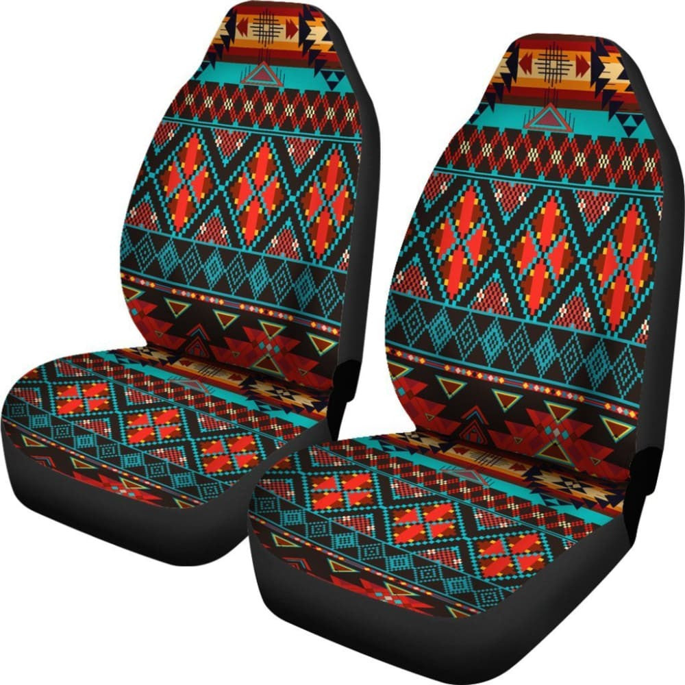 Dark Brown Red Pattern Native American Car Seat Covers