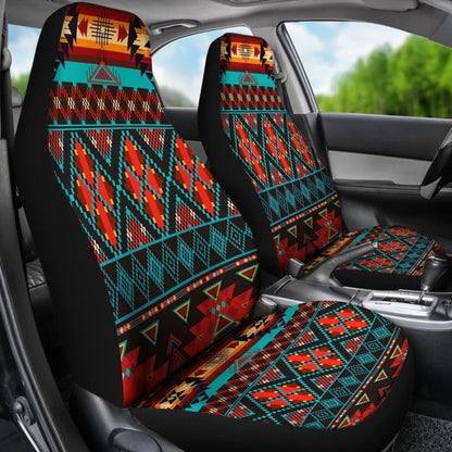 Dark Brown Red Pattern Native American Car Seat Covers