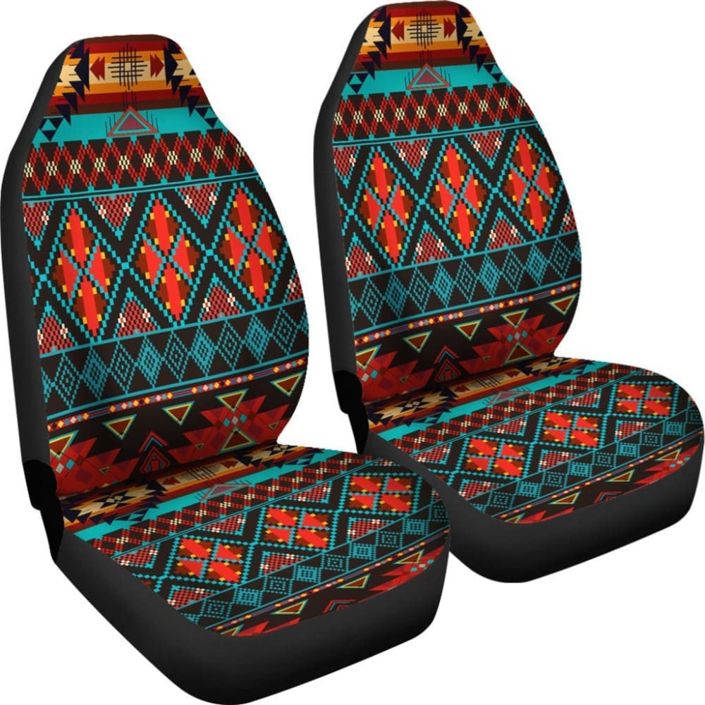 Dark Brown Red Pattern Native American Car Seat Covers