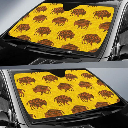 Yellow Bison Pattern Native American Auto Sun Shades