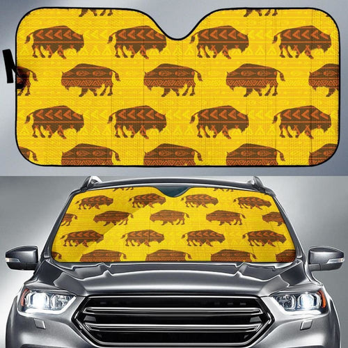 Yellow Bison Pattern Native American Auto Sun Shades