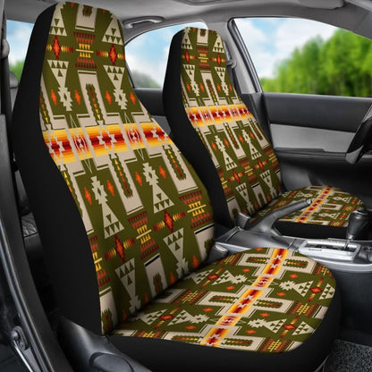Nat Dark Green Tribe Design Native American Car Seat Covers