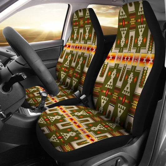 Nat Dark Green Tribe Design Native American Car Seat Covers