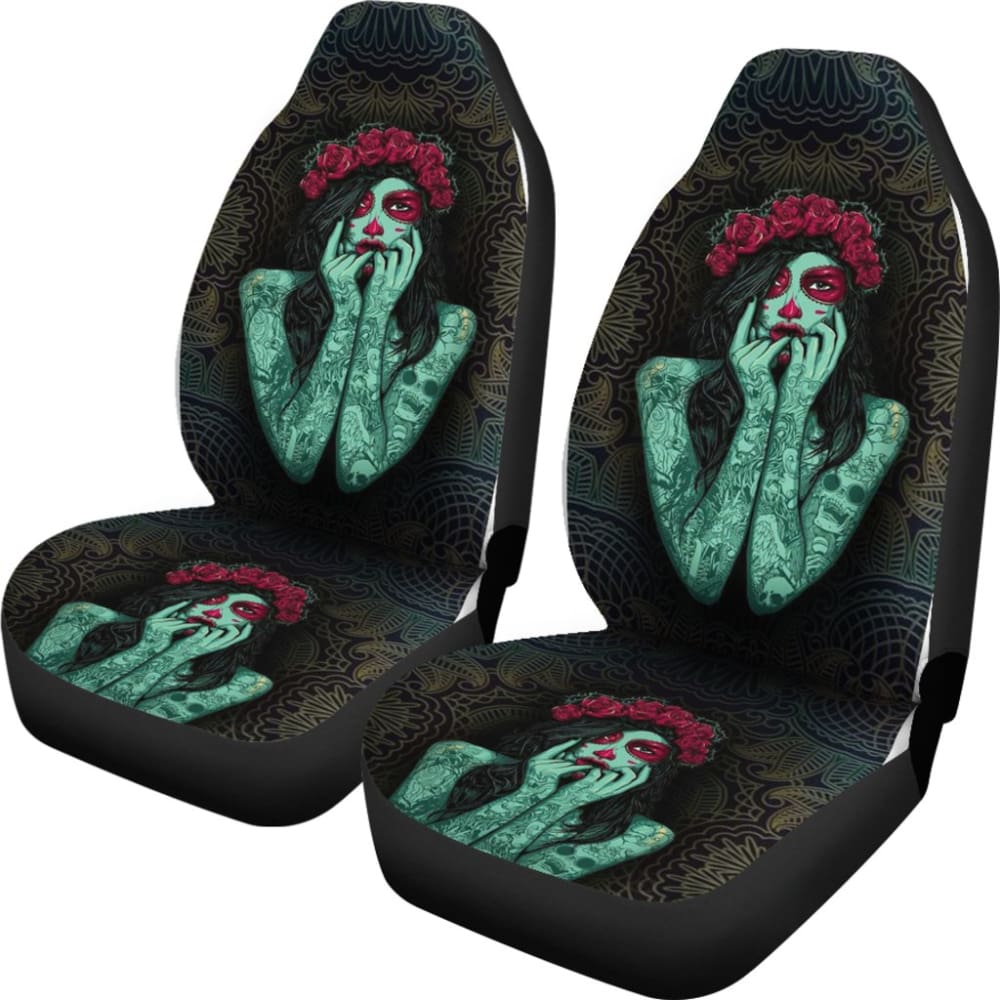 Skull Gift Polyester FabricD Skull Car Seat Cover Set