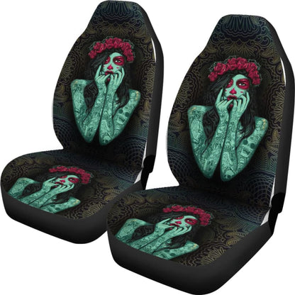 Skull Gift Polyester FabricD Skull Car Seat Cover Set