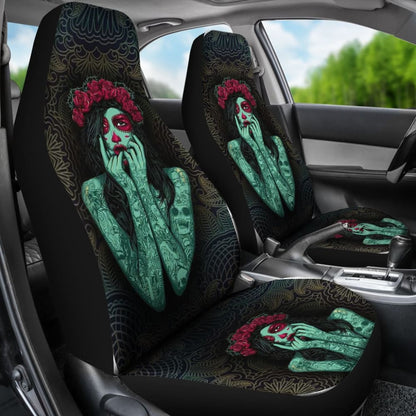 Skull Gift Polyester FabricD Skull Car Seat Cover Set