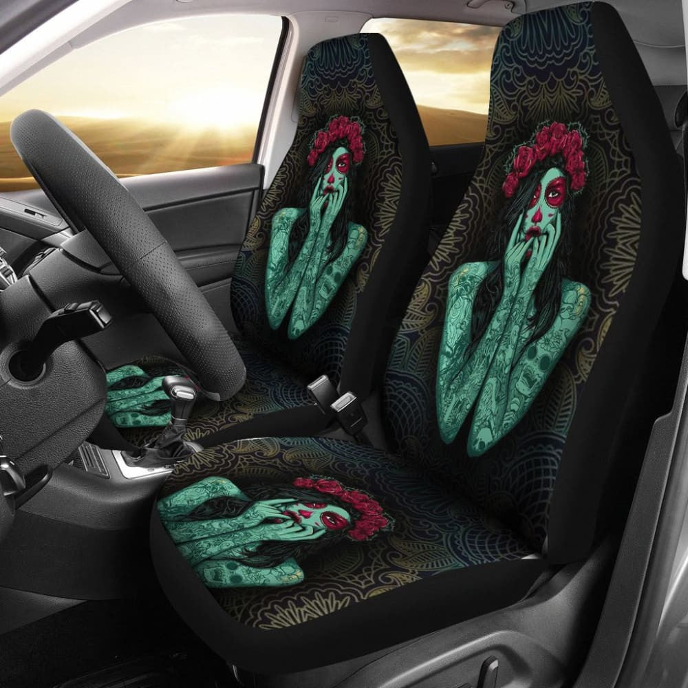 Skull Gift Polyester FabricD Skull Car Seat Cover Set