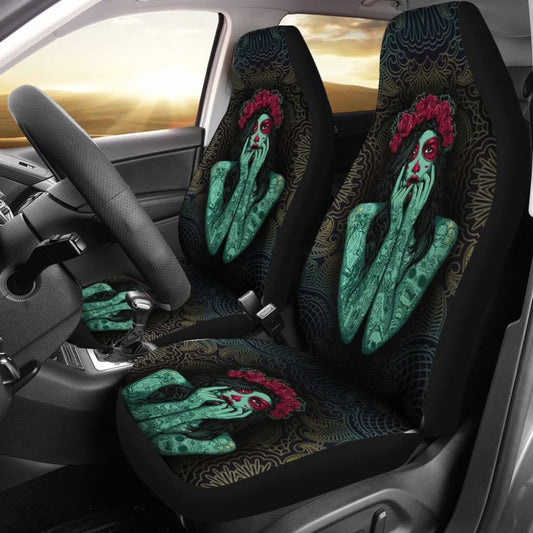 Skull Gift Polyester FabricD Skull Car Seat Cover Set