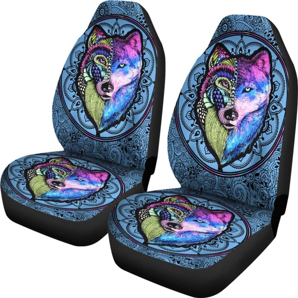 Faces Wolves Native American Pride Car Seat Covers