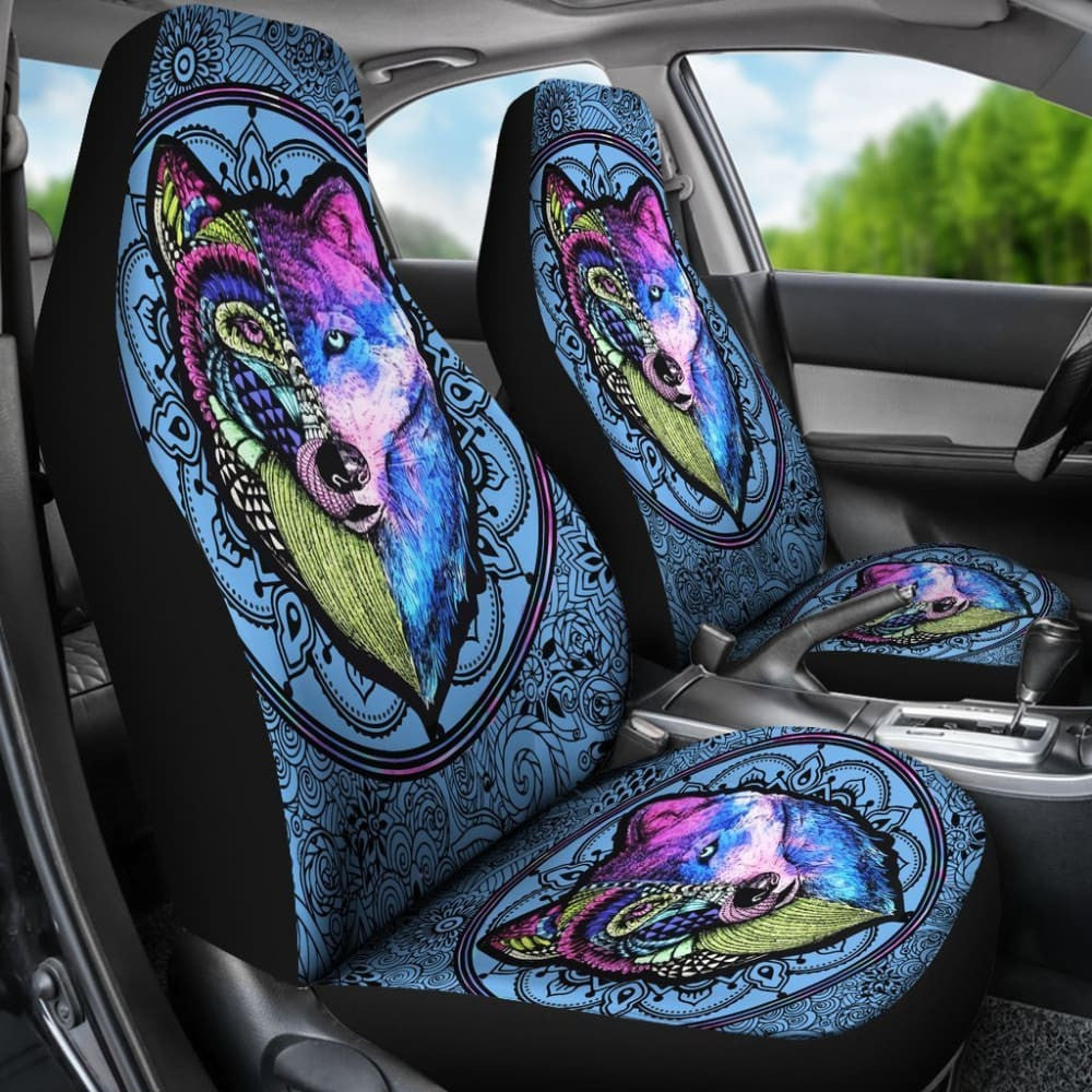 Faces Wolves Native American Pride Car Seat Covers