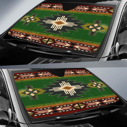Southwest Green Symbol Native American Auto Sun Shades