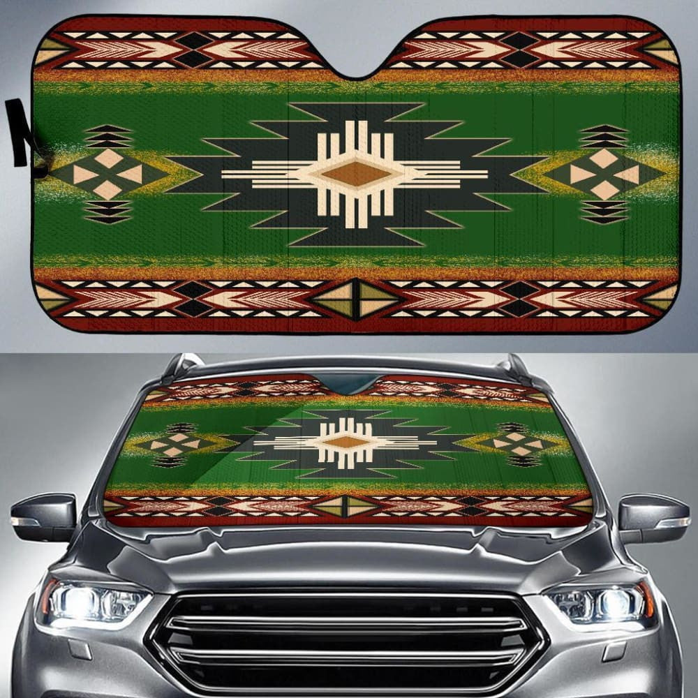 Southwest Green Symbol Native American Auto Sun Shades